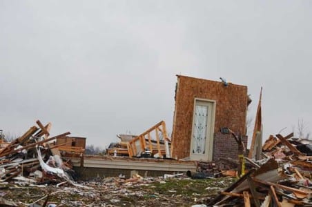A destroyed home in Washington, Ill.