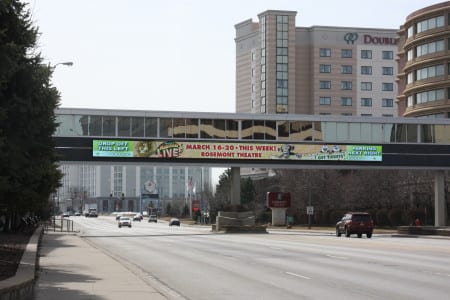 Connecting the convention center to the parking garage, the sky bridge is climate controlled.