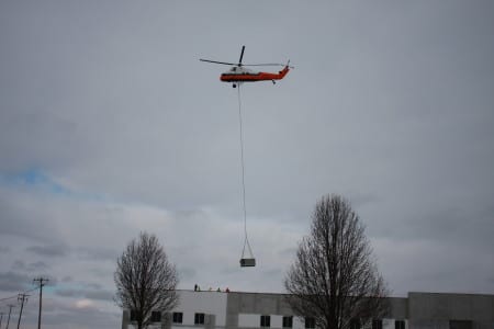 HVAC units airlifted to rooftop in Jan. 2014.