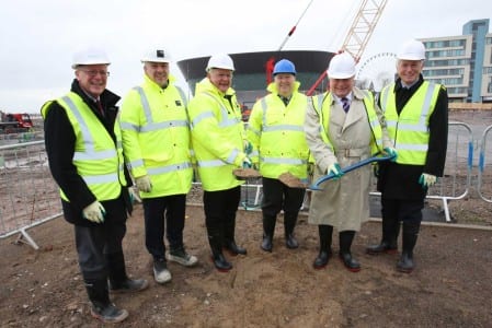 L-R: Gerald Andrews, director of finance, ACC Liverpool; Alan McCarthy-Wyper, managing director, ISG; Bob Prattey, chief executive, ACC Liverpool; Mayor Joe Anderson; David McDonnell, chairman, ACC Liverpool; and Jim Gill, chairman, The Chrysalis Fund.