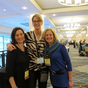 Shelly Tracy, national sales account manager, and Hailey Hatchell from Crepes a Latte with Riki Metzger, senior manager, meetings and conventions, Genentech