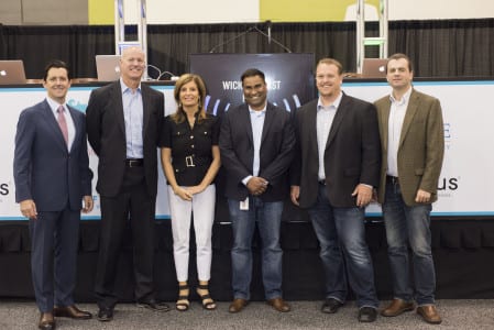 Michael Mulcahy, chairman, Team San Jose; Al Brown, CEO, SmartWave Technologies; Karolyn Kirchgesler, CEO, Team San Jose; Vijay Sammeta, CIO, City of San Jose; GT Hill, director of technical barketing, Ruckus Wireless; Victor Shtrom, co-founder; Ruckus Wireless.