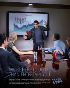 Targeting business-to-consumer markets, "Entertain You" features Vegas performers.