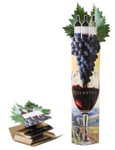 Tolavina Wine: Elliptical Column w/Side Extensions, Lug-On & Die-Cut Header **image showing display before & after deployment
