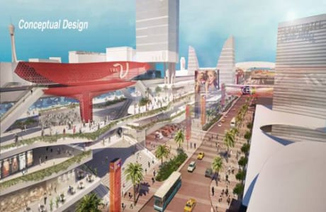 A rendering of what a proposed expansion and renovation plan of the outside facade of the Las Vegas Convention Center would look like.
