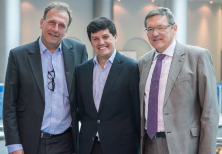 Left to right: Renaud Hamaide (UFI president 2013-2014), Andrés Lopez Valderrama, UFI president 2014-2015) and Sergey Alexeev (UFI president 2015-2016). 