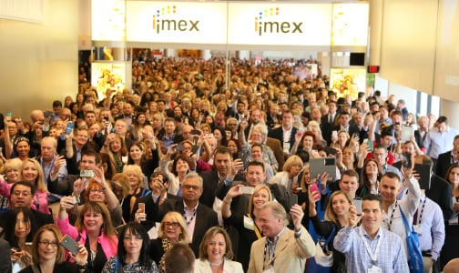 Hundreds of 'selfies' at the opening of  IMEX America. 