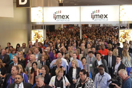 The crowd as doors open for IMEX America in 2013.