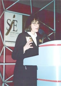 E. Jane Lorimer speaking at Cintermex in Monterrey, Mexico during her TSB days.