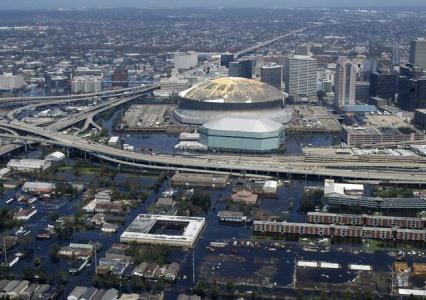 Flooding in New Orleans caused by Hurricane Katrina.