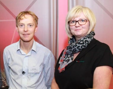 L-R John Hunt, European Society of Biomaterials; Jane Fawley, Club Liverpool