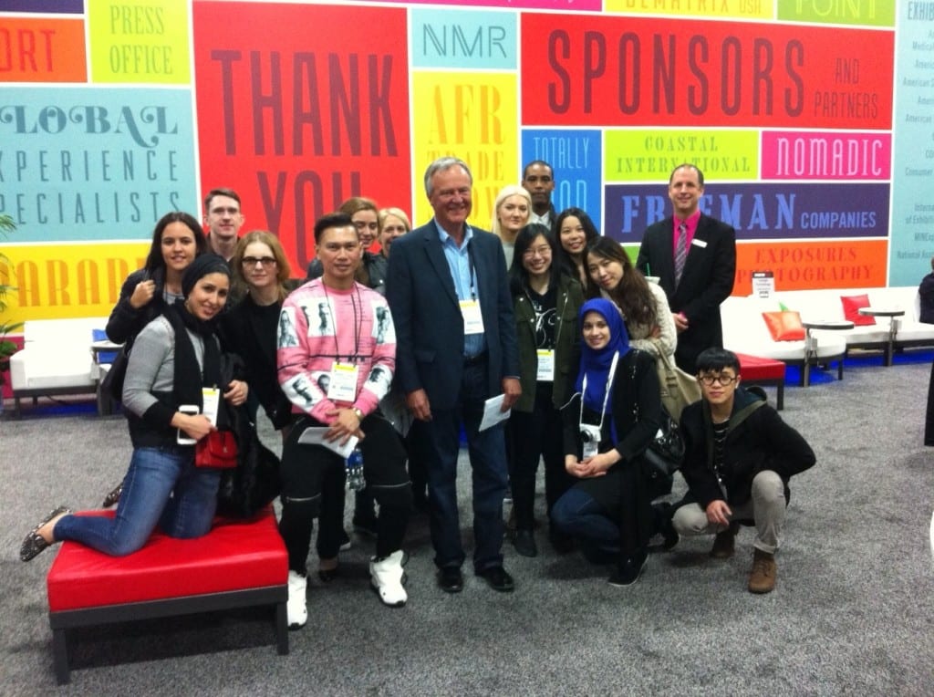 Exhibit design students on guided tour before opening of EXHIBITORLIVE 2015.