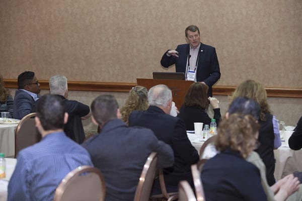 EDPA President Robert Campbell speaking to members