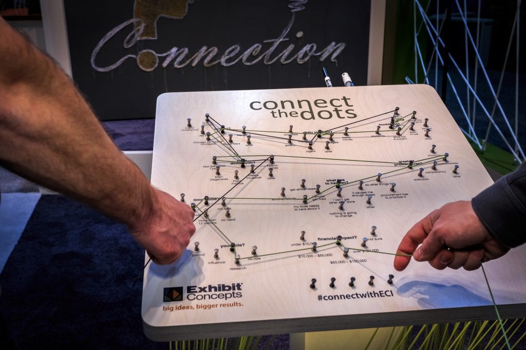 To learn if there was a connection, attendees created their own string art with Exhibit Concepts representatives.