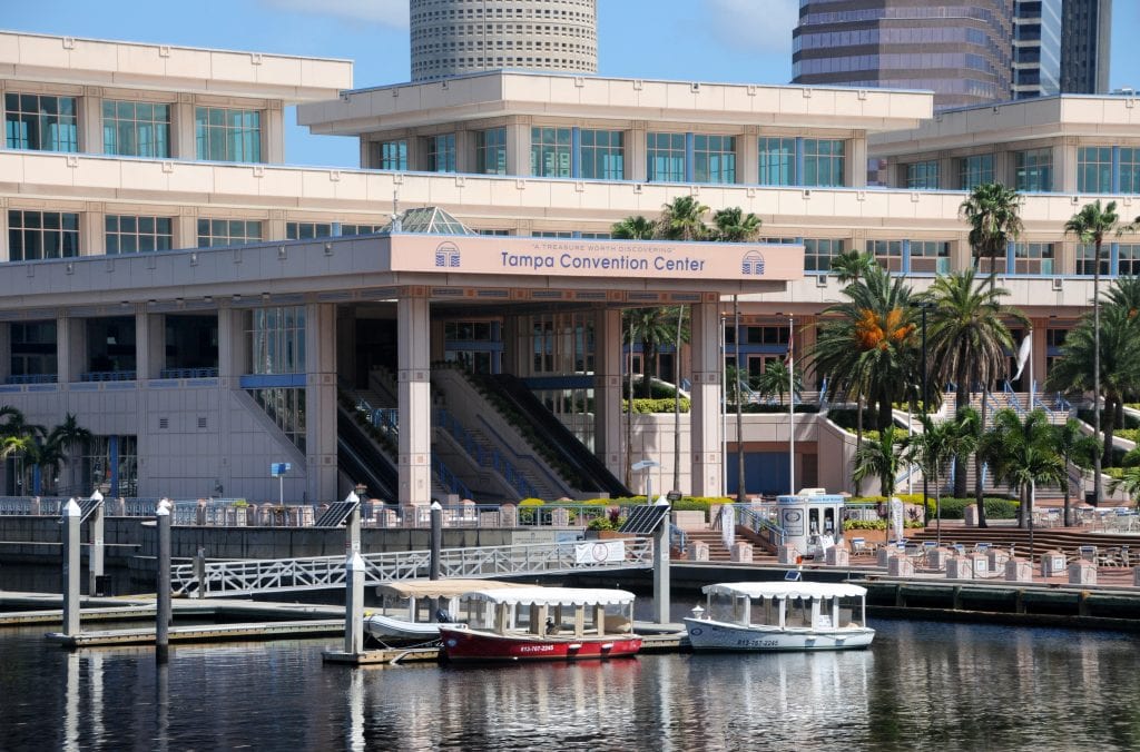 eBoats docked just outside Tampa Convention Center can be rented by delegates.