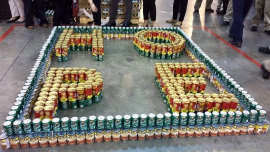 The facility's Food & Beverage Department constructed the winning design using chili, tomato and soda cans.