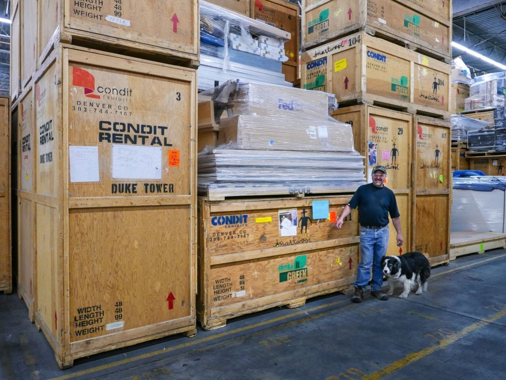 Condit crate builder Scottie Ingvalson and his Border Collie, Duke.