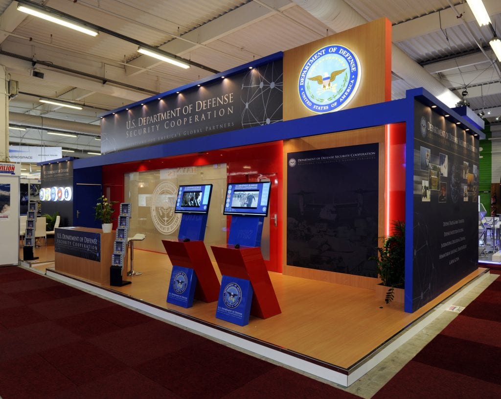 The U.S. Department of Defense Security Cooperation Agency's stage-like stand won praise for over 36 square meters