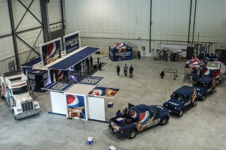 Set-up for a Pepsi mobile exhibit tour