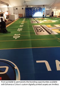 ECN 092015_NTL_Custom carpet creators help transform the show floor_enhance a colour - cbs football event carpetwcap
