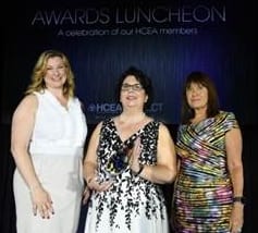 Diane Benson center with award presenters Christine Farmer and Pat Friedlander