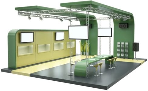 Green tradeshow booth cropped