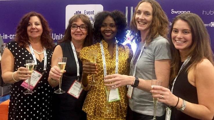 AWE members with Rose Mmbaga at IMEX 2017