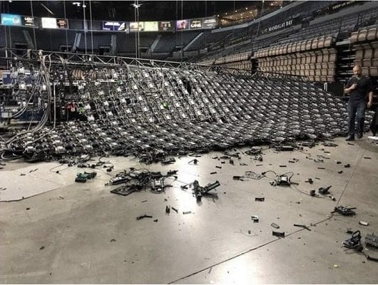 Rigging World Mandalay Bay video wall collapse front view