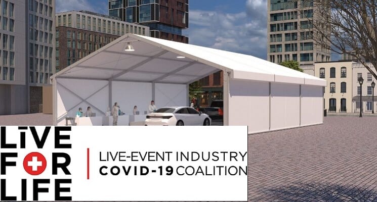 Live for Life coalition drive thru tent with logo
