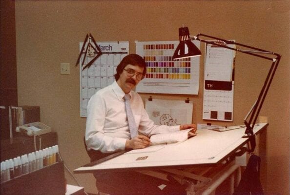David Nau drafting board in 80s