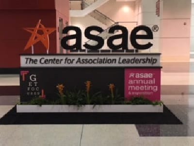asae logo and desk