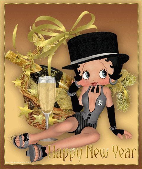 betty boop in gold champagne happy new year