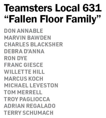 Fallen Floor Family Local 631 2020 list of names