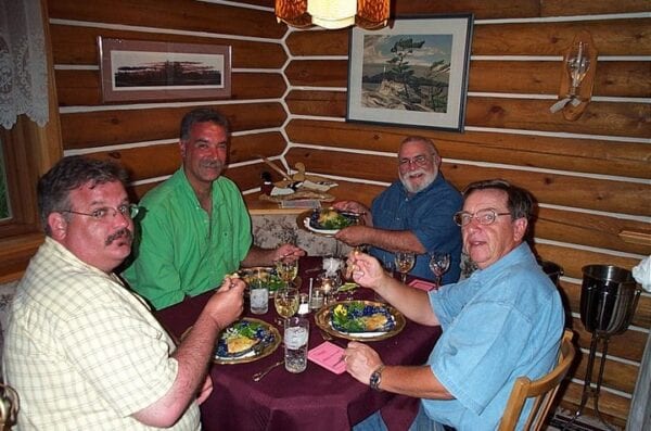 Larry dining with 3 