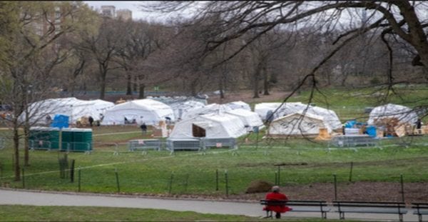 Central Park NYC Emergency field hospital.