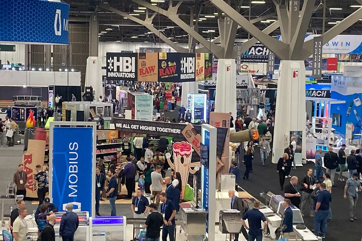 an image of the show floor at MJBizCon 2025 in Las Vegas Nevada.