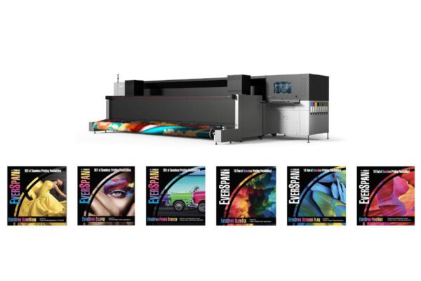 Orbus 16-foot Durst printer with EverSpan fabric collection samples.