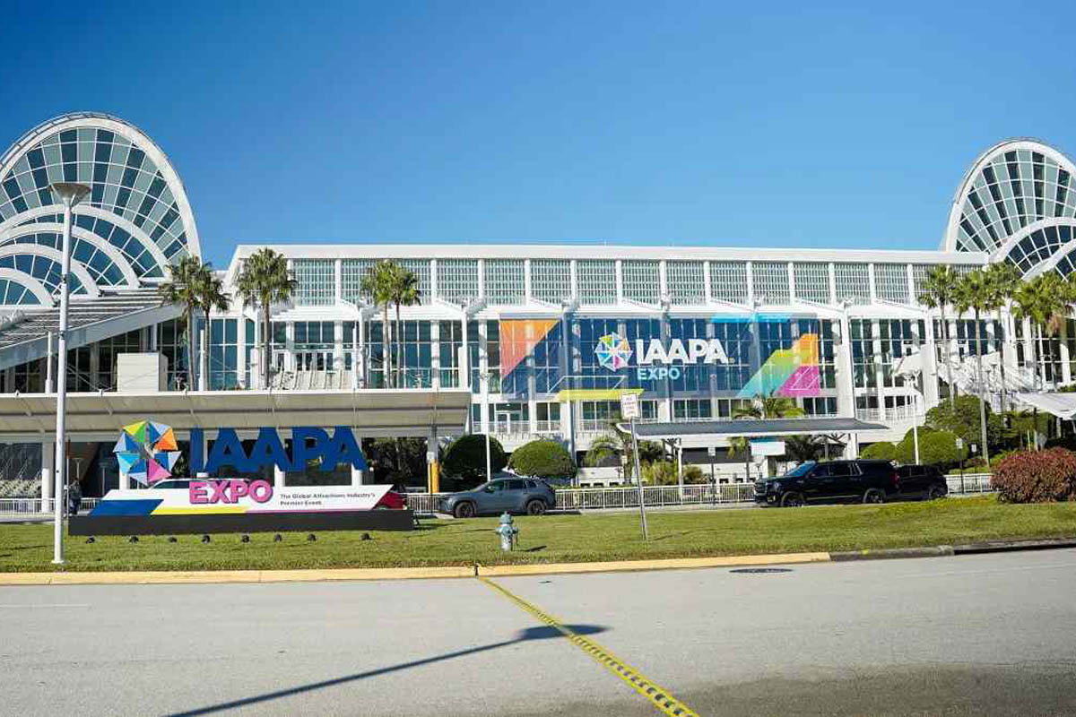 IAAPA Expo signage outside Orange County Convention Center in Orlando.
