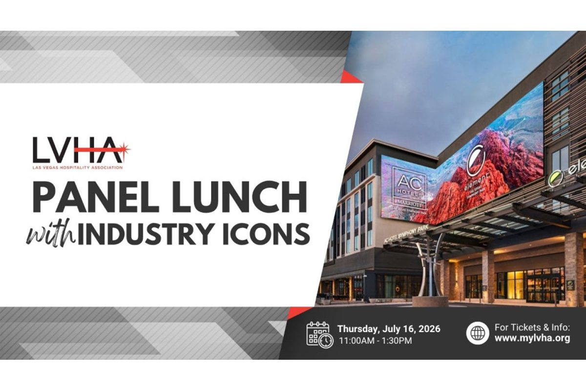 LVHA Panel Lunch graphic with AC Element Las Vegas Symphony Park and July 16 event details.