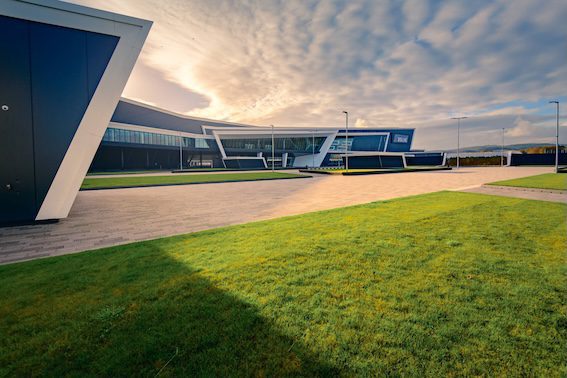 Exterior view of P&J Live in Aberdeen, Scotland.