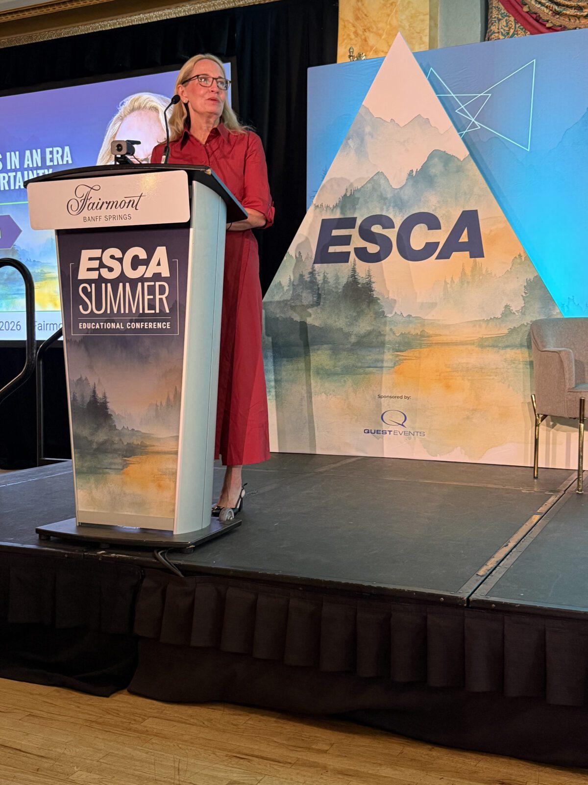 Hope Goldstein speaks at the ESCA Summer Educational Conference in Banff.