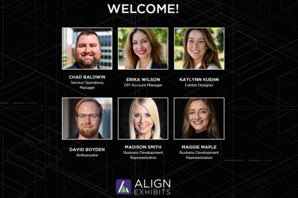 Composite headshots of six new Align Exhibits team members