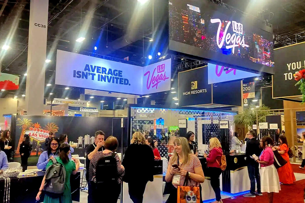 Las Vegas booth on a tradeshow floor