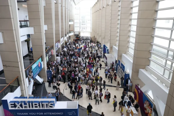 Crowds gather in the Grand Concourse at McCormick Place during a large event
